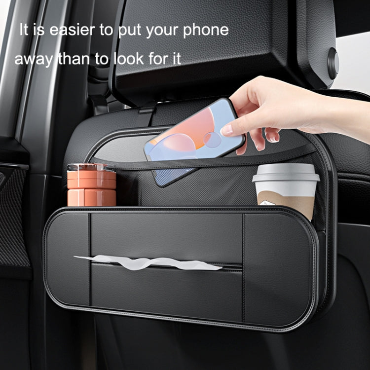 Car Seat Rear Leather Multi-function Convenient Storage Bag, Storage Bag (Black)