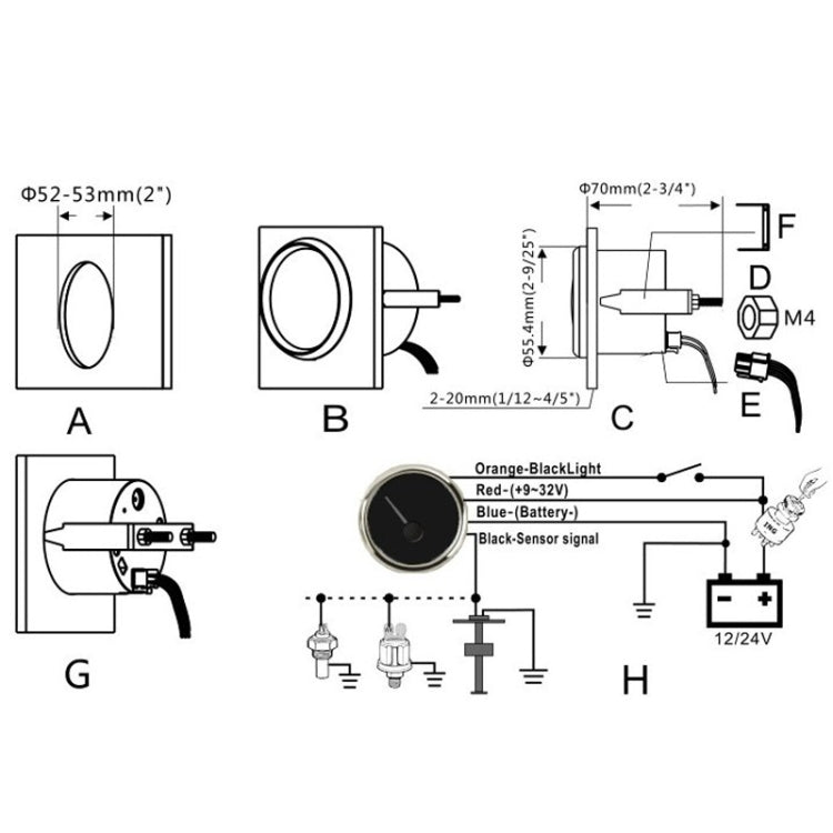PMM2 DN52mm 12/24V 0-190Ohm Marine Balance Table Lift Table, PMM2 BS, PMM2 WS, PMM2 WG, PMM2 BG, PMM2 BN