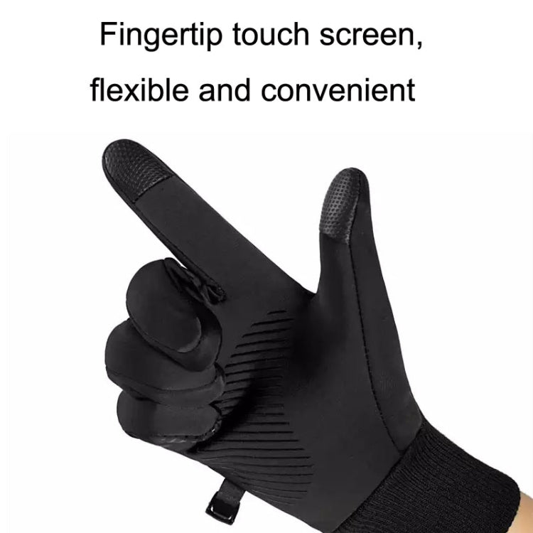 1 Pair With Velvet Waterproof Outdoor Cycling Cold and Wind-proof Warm Gloves
