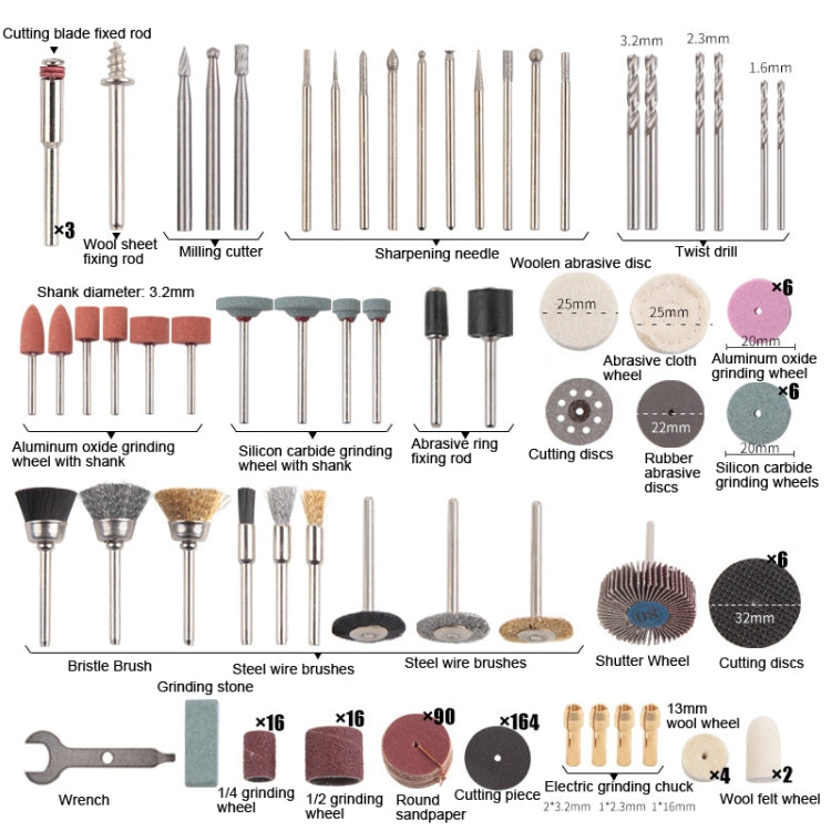 SKU01689 Polishing Electric Grinder Accessory Set Electric Drill Carving Accessories, 365 PCS /Set SKU01689
