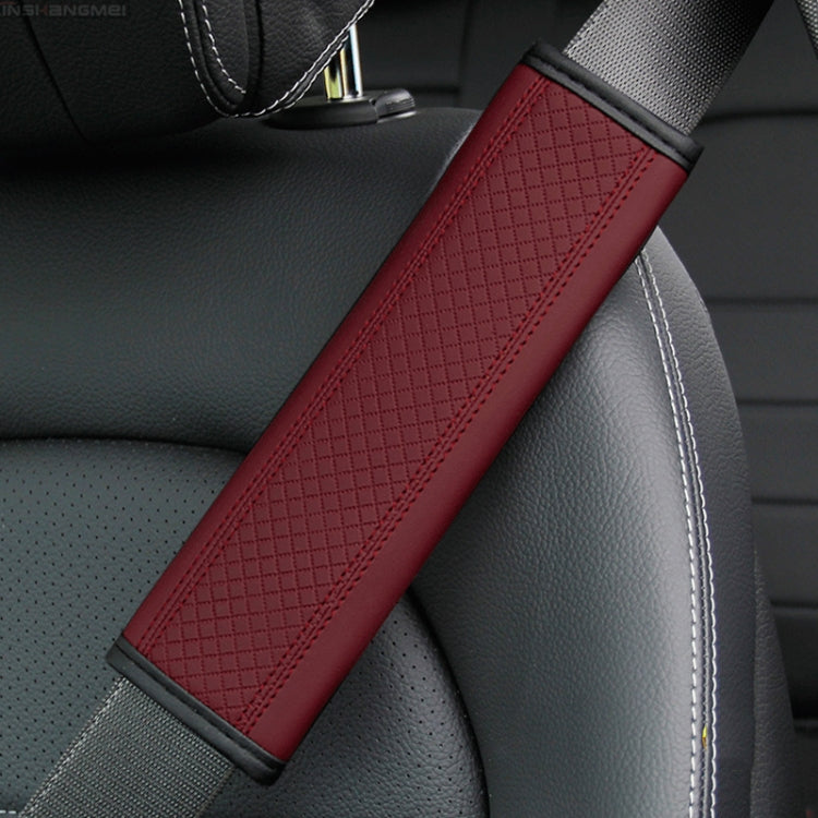Fiber Leather Embossed Car Seat Belt Shoulder Cover Protector, 6.5X23cm