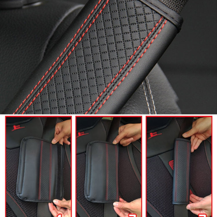Fiber Leather Embossed Car Seat Belt Shoulder Cover Protector, 6.5X23cm