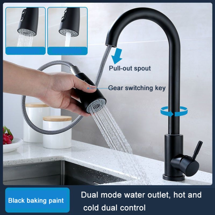 Kitchen Pull-out Faucet Stainless Steel Sink Telescopic Universal Faucet,Spec:, CLH002 Black, CLY002 Wire Drawing, Electroplating