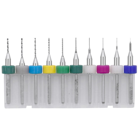 10 في 1 رؤوس مثقاب من الفولاذ التنجستن للوحات الدوائر المطبوعة، رؤوس مثقاب مصغرة للنحت، المقاس: 0.1-1 مم، 0.6-1.5 مم، 1.1-2 مم، 1.5-2.4 مم، 2.1-3.0 مم