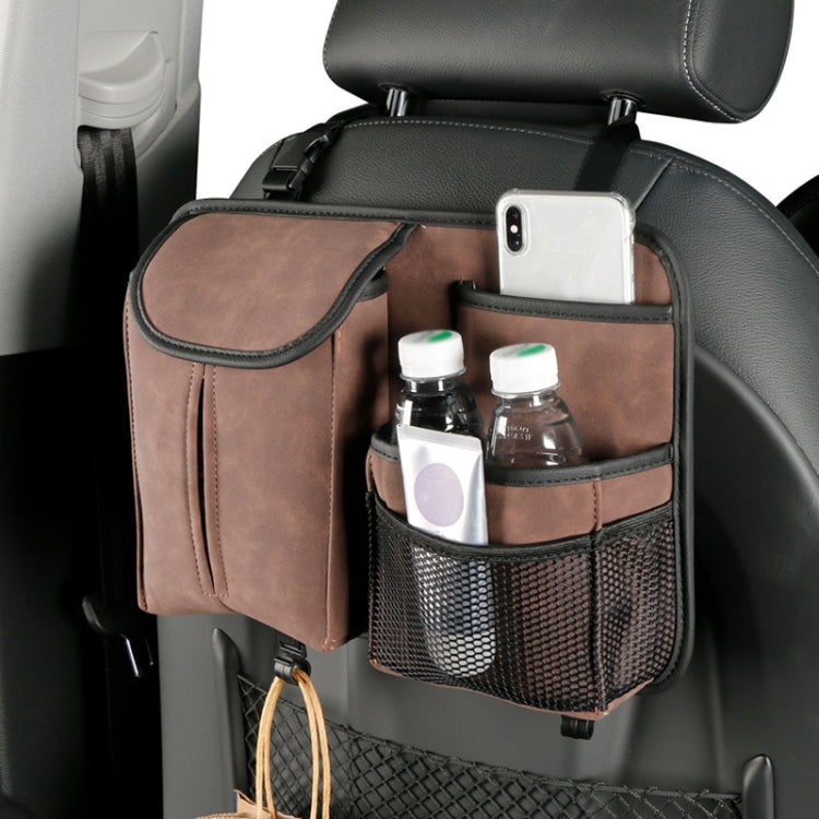 DE RAN FU Flip Fur Car Seat BackTissue Box Storage Hanging Bag With Hook, 1122 Blue, 1122 Brown, 1122 Black, 1122 Grey