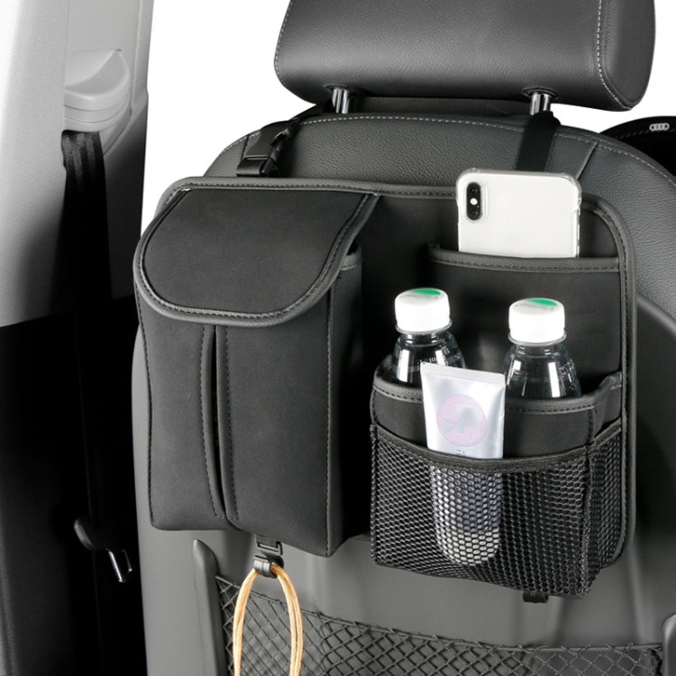 DE RAN FU Flip Fur Car Seat BackTissue Box Storage Hanging Bag With Hook, 1122 Blue, 1122 Brown, 1122 Black, 1122 Grey