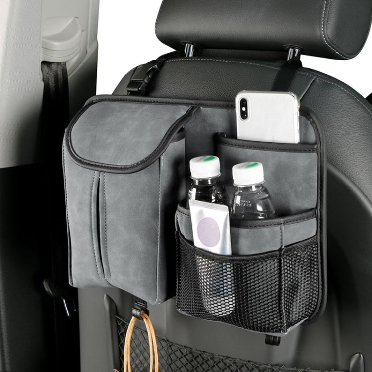 DE RAN FU Flip Fur Car Seat BackTissue Box Storage Hanging Bag With Hook, 1122 Blue, 1122 Brown, 1122 Black, 1122 Grey