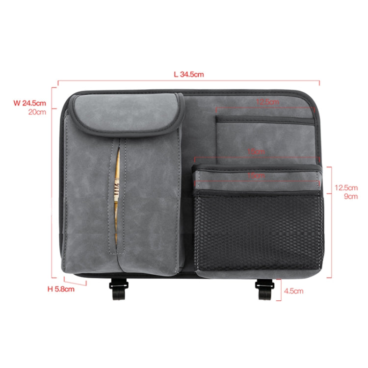 DE RAN FU Flip Fur Car Seat BackTissue Box Storage Hanging Bag With Hook, 1122 Blue, 1122 Brown, 1122 Black, 1122 Grey