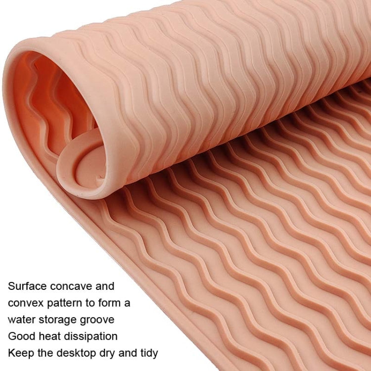 TPR Thickened Thermal Pad Wave Pattern Drain Anti-Slip Mat, Khaki Pink, Khaki Gray, Khaki Blue