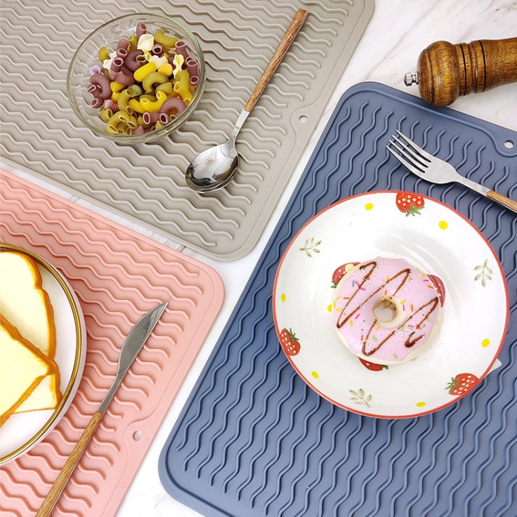 TPR Thickened Thermal Pad Wave Pattern Drain Anti-Slip Mat, Khaki Pink, Khaki Gray, Khaki Blue