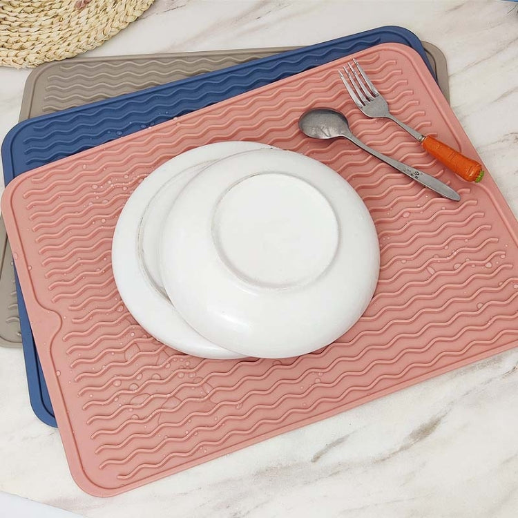 TPR Thickened Thermal Pad Wave Pattern Drain Anti-Slip Mat, Khaki Pink, Khaki Gray, Khaki Blue