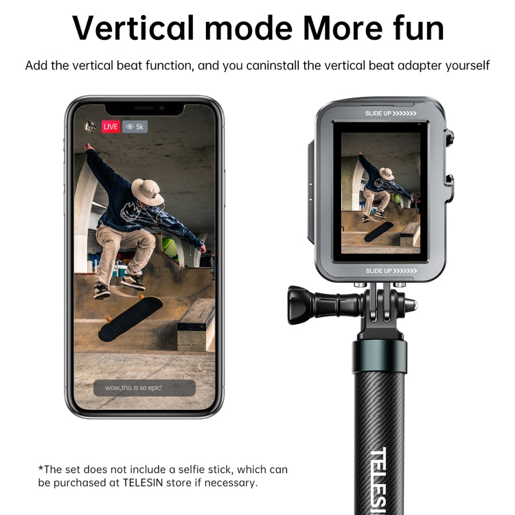 جراب TELESIN بإطار من سبائك الألومنيوم لكاميرات GoPro Hero11 Black / HERO10 Black / HERO9 Black، المواصفات: موديلات عادية، مجموعة تصوير عمودي