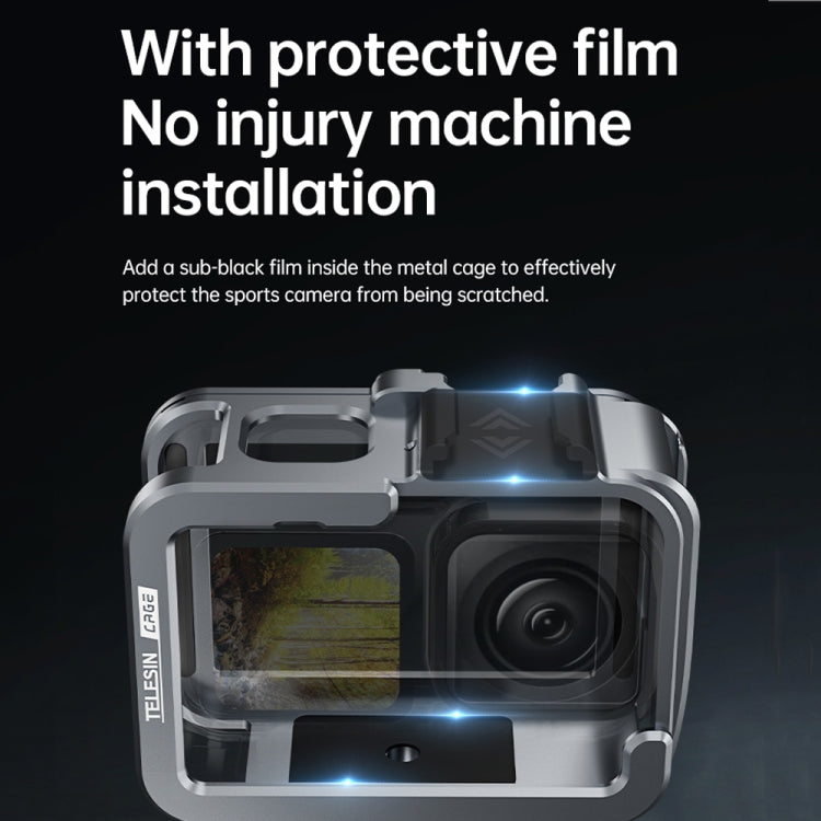 جراب TELESIN بإطار من سبائك الألومنيوم لكاميرات GoPro Hero11 Black / HERO10 Black / HERO9 Black، المواصفات: موديلات عادية، مجموعة تصوير عمودي