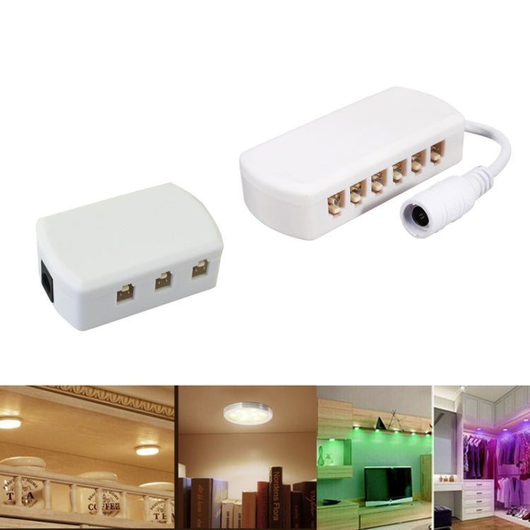 6 Ports 2510 Hub Splitter Junction Box Distributer Connectors Cabinet Light Adapter, 6 Ports Without DC Header, 6 Ports With DC Head
