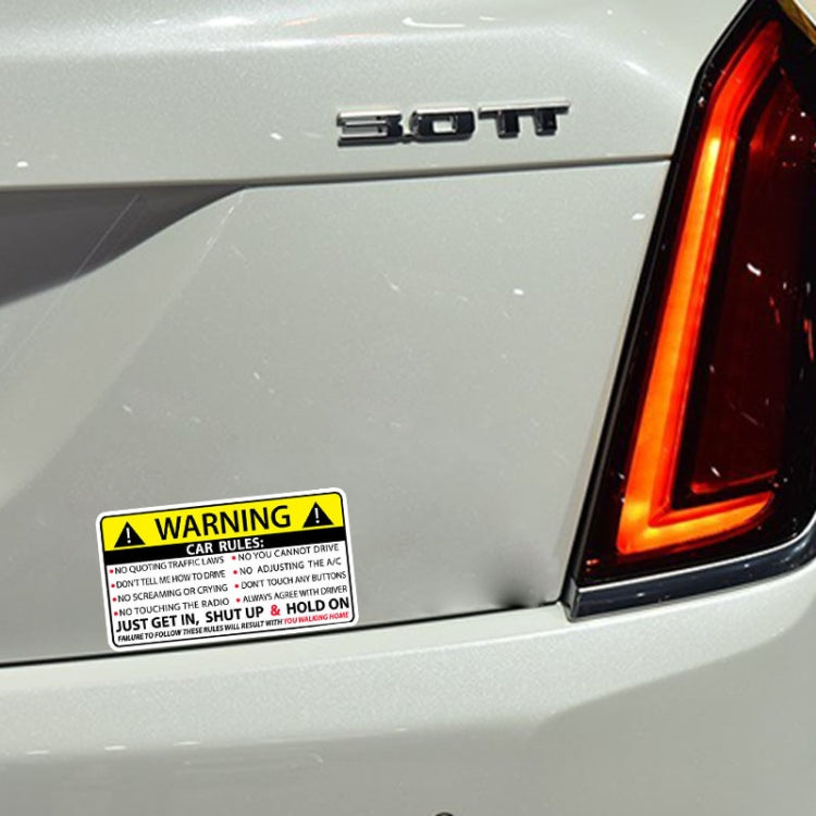 Car Safety Warning Rules Sticker, Safety Warning