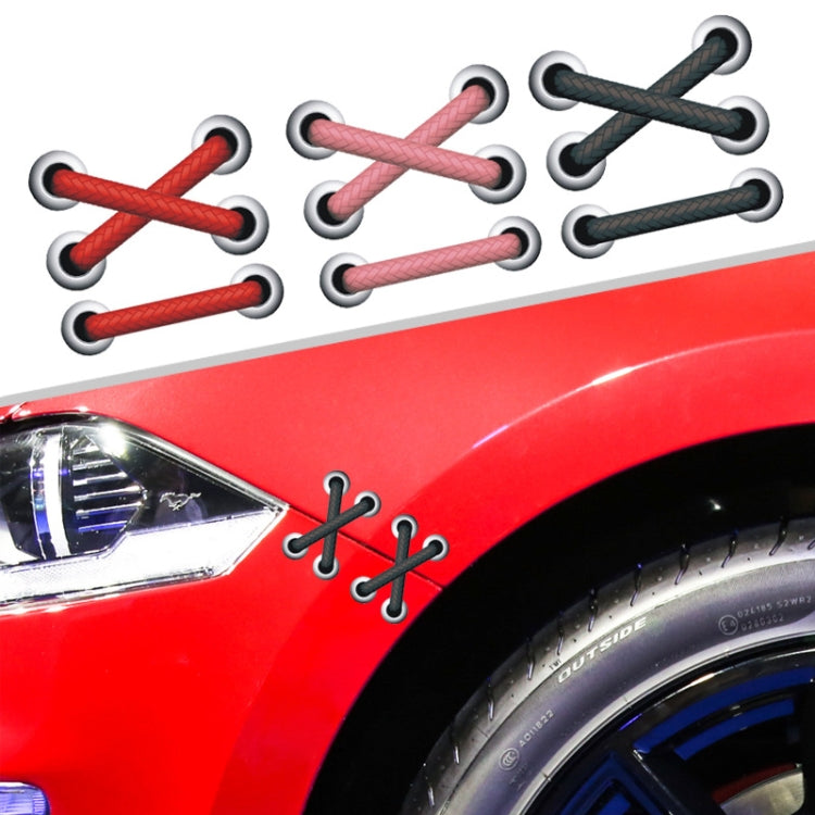 10 PCS Shoelace Car Sticker Body Cover Up Scratch Patch Sticker, Cross Red Shoelace, Cross Black Shoelace, Cross Pink Shoelace, Horizontal Red Shoelace, Horizontal Black Shoelace, Horizontal Pink Shoelace