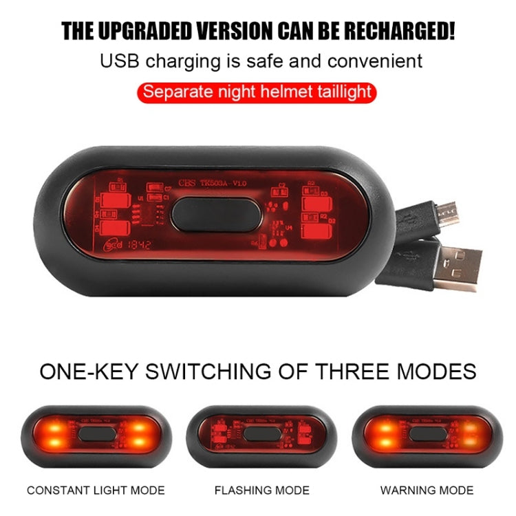 Motorbike Helmet Warning Light USB Rechargeable Waterproof Tail Light, 4 Beads, 4 Beads B Model, 10 Beads
