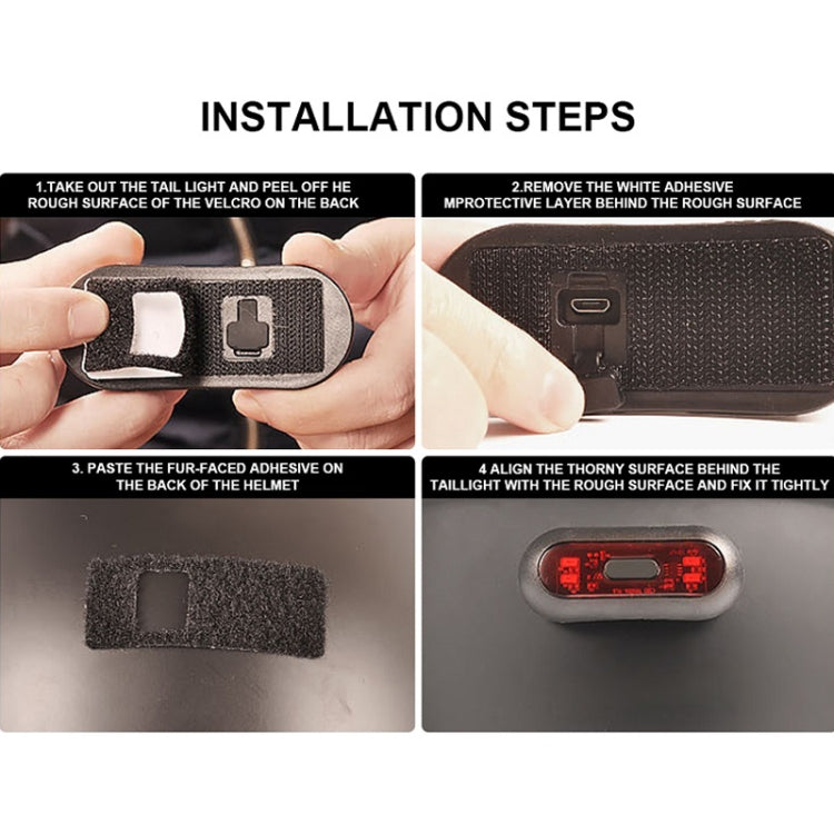 Motorbike Helmet Warning Light USB Rechargeable Waterproof Tail Light, 4 Beads, 4 Beads B Model, 10 Beads