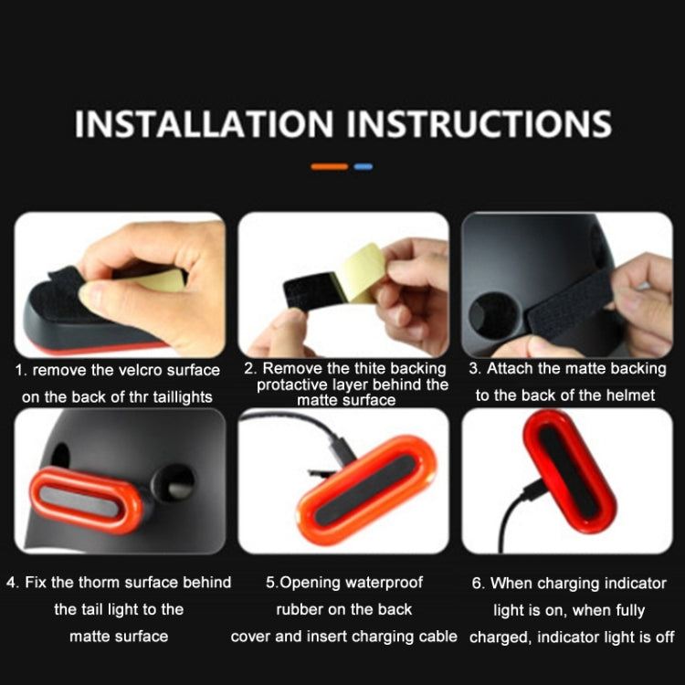Helmet Blaster Warning Light Bicycle LED Rechargeable Tail Light, Black