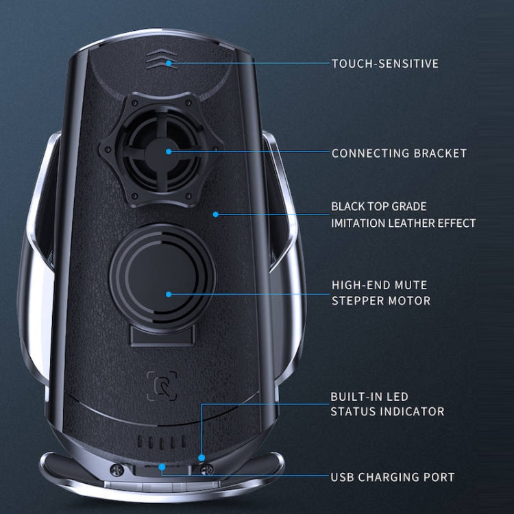 Q3 Infrared Induction Magnetic Car Wireless Charging Phone Bracket with Micro USB + 8 Pin + Type-C / USB-C Magnetic Connector