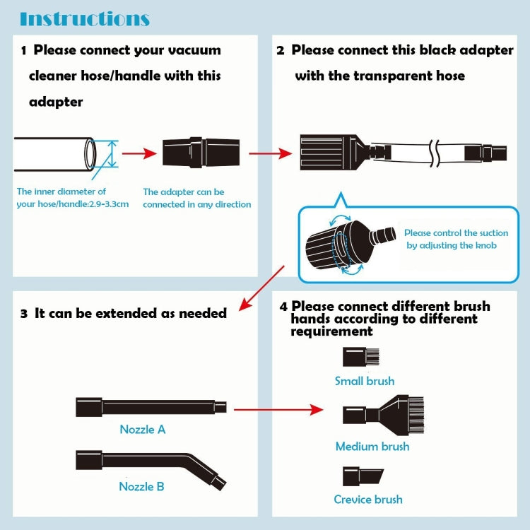 8 In 1 Universal Vacuum Cleaner Accessories Multi-Function Small Suction Head Cleaning Brush, 8 In 1
