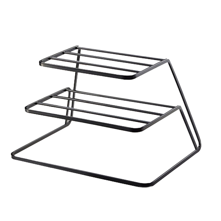 Three-layer Kitchen Dish Storage Rack Cabinet Tiered Shelf, White, Black
