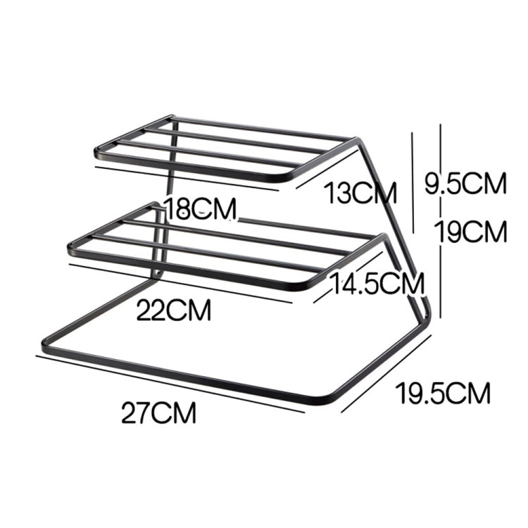 Three-layer Kitchen Dish Storage Rack Cabinet Tiered Shelf, White, Black