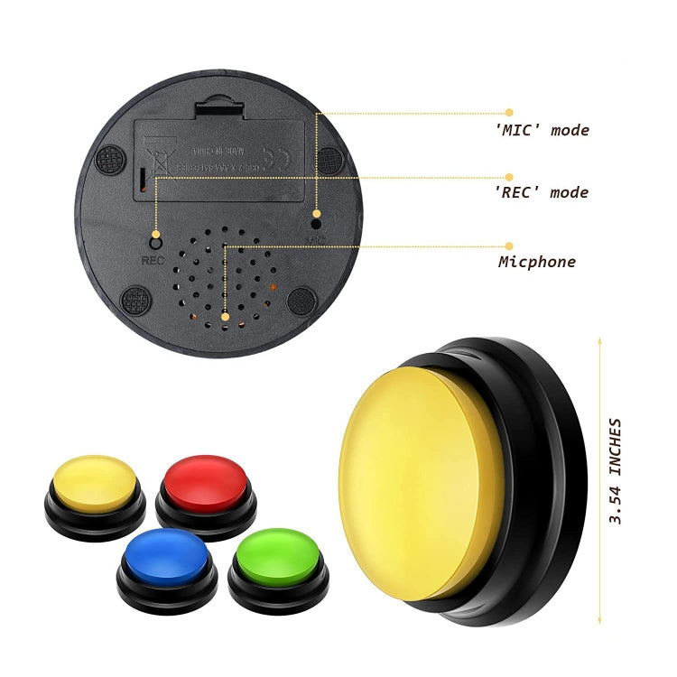 Pet Communication Button Dog Vocal Box Recording Vocalizer, Style: Recording Model, Rose Red, Pink, Yellow, Lake Blue, White, Dark Blue, Light Blue, Green, Purple, Red, Orange