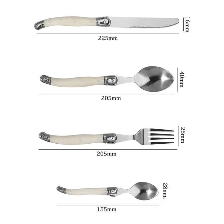 Stainless Steel Knife Fork Spoon Set Plastic Handle Western Tableware, 3 In 1, 4 In 1, 6 Knives, 6 Forks, 6 Spoons, 6 Tea Spoons