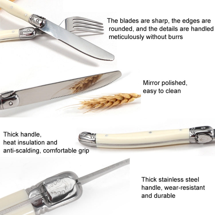 Stainless Steel Knife Fork Spoon Set Plastic Handle Western Tableware, 3 In 1, 4 In 1, 6 Knives, 6 Forks, 6 Spoons, 6 Tea Spoons