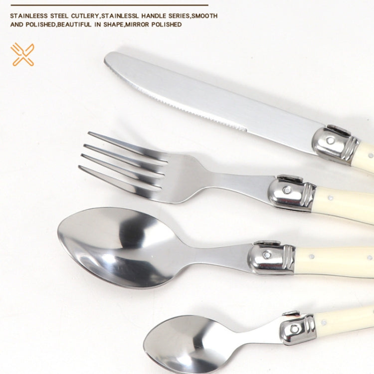Stainless Steel Knife Fork Spoon Set Plastic Handle Western Tableware, 3 In 1, 4 In 1, 6 Knives, 6 Forks, 6 Spoons, 6 Tea Spoons