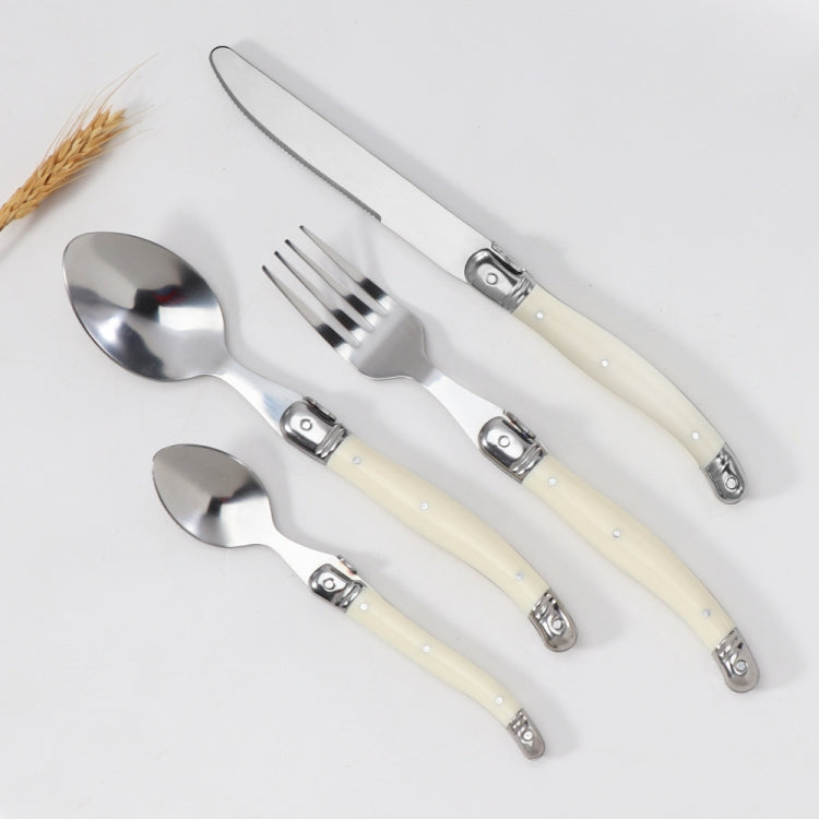 Stainless Steel Knife Fork Spoon Set Plastic Handle Western Tableware, 3 In 1, 4 In 1, 6 Knives, 6 Forks, 6 Spoons, 6 Tea Spoons