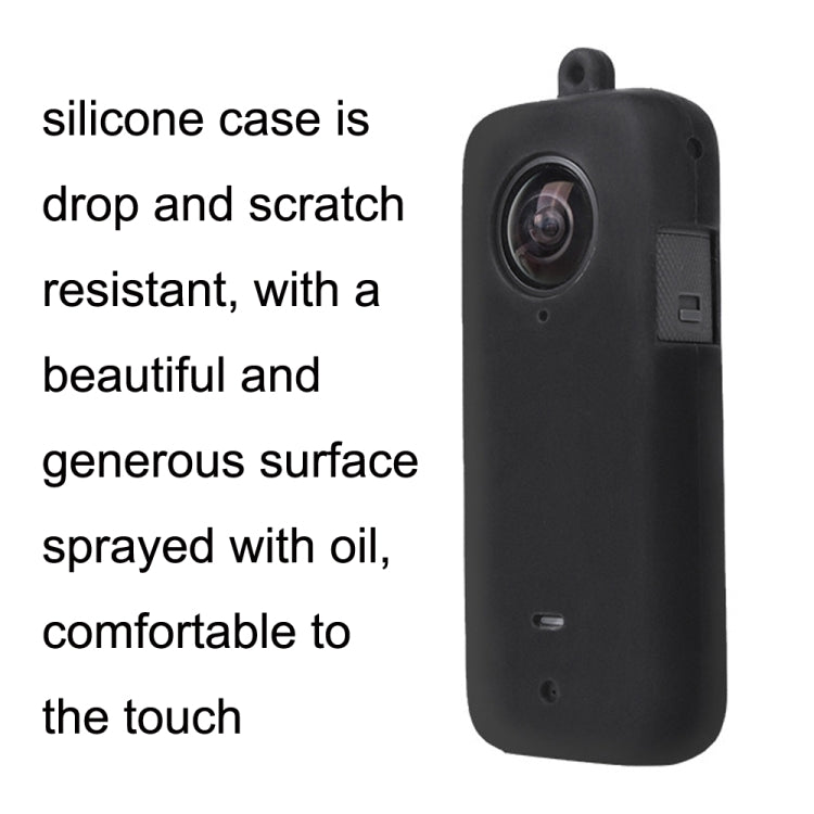جراب حماية من السيليكون من Sunnylife ST-Q9420 لكاميرا Insta360 One X2، جراب أسود للجسم + حبل قصير لكاميرا Insta360 One X2، جراب شاشة عدسة أحمر لكاميرا Insta360 One X2، جراب شاشة عدسة أسود لكاميرا Insta360 One X2