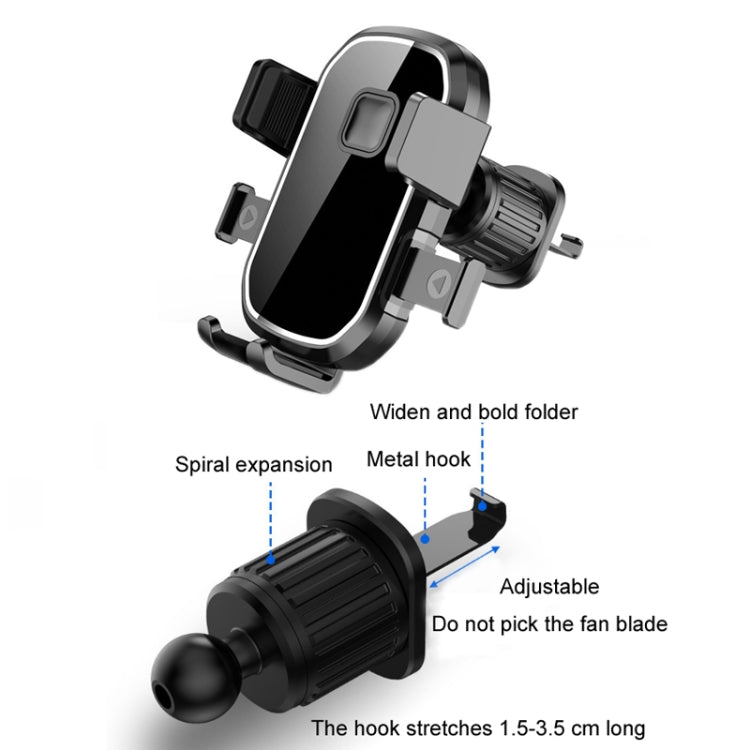 Car Air Outlet Hook Firmly Navigation Mobile Phone Holder, Mirror Black