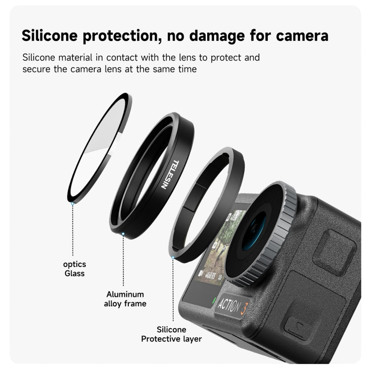 لكاميرا DJI OSMO Action 3 / 4 TELESIN ND CPL، مجموعة فلاتر عدسة بإطار من سبائك الألومنيوم، CPL+ND8/16/32