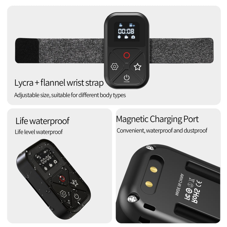TELESIN T10 80m Bluetooth Remote Control For GoPro Hero11 Black / HERO10 Black / HERO9 Black / HERO8 Black /Max, For GoPro