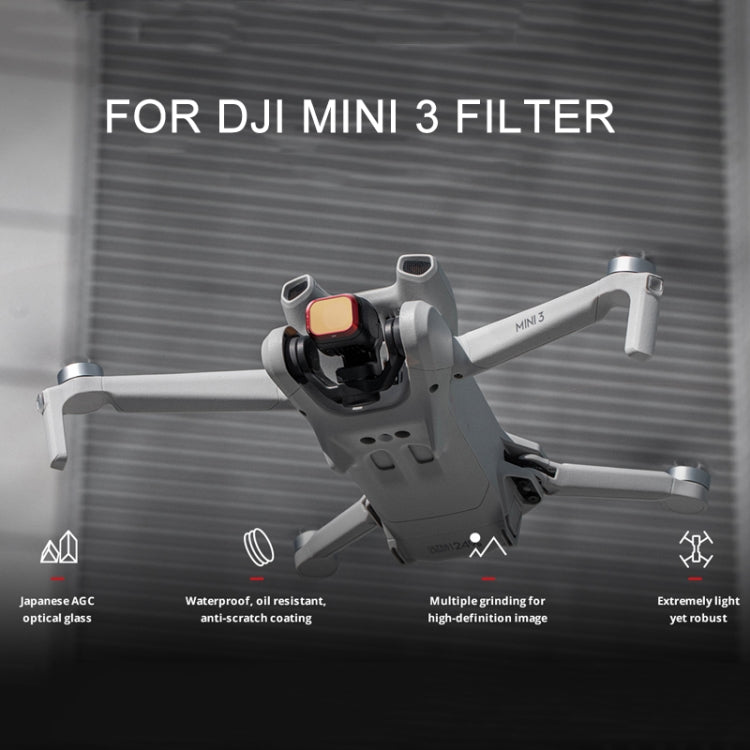 فلتر طائرة بدون طيار من سبائك الألومنيوم PGYTECH لـ DJI Mini 3، المواصفات: UV، CPL، ND 16/64/128/256، CPL+NDPL 16/64/128/256