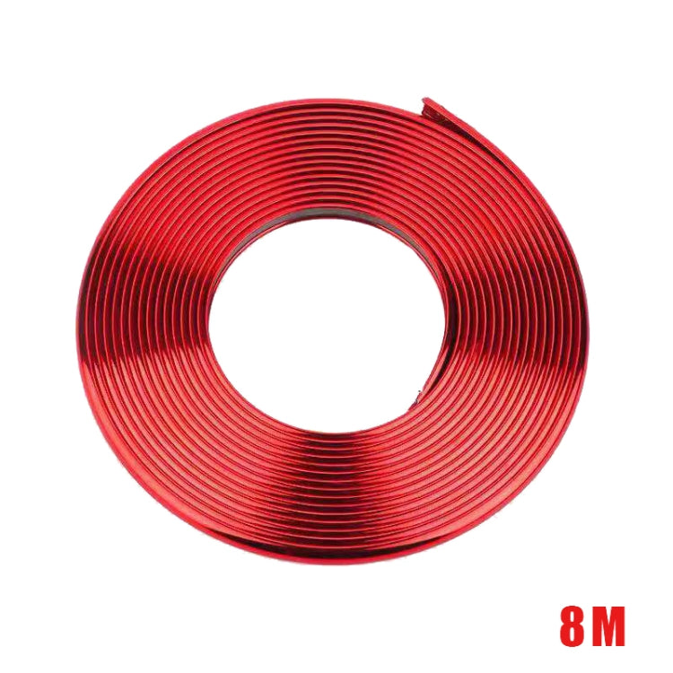W12 8m/roll Car Universal Reflective Wheel Electroplating Decorative Strip, 1roll Electroplating Red, 1roll Electroplating Blue, 1roll Electroplating Gold, 1roll Electroplating Silver, 1roll Electroplating Purple