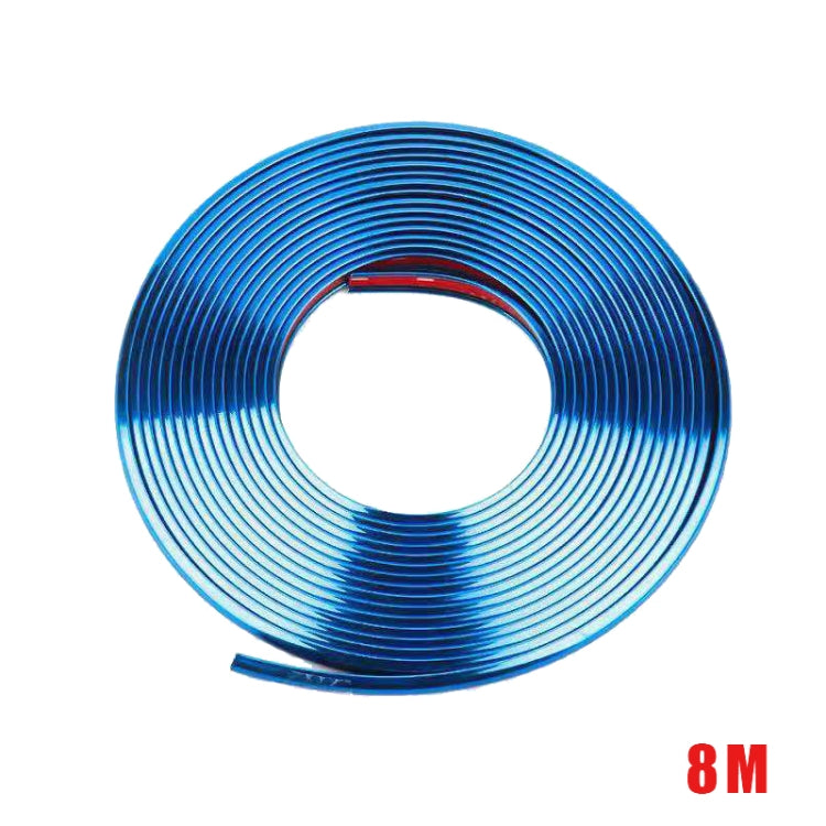 W12 8m/roll Car Universal Reflective Wheel Electroplating Decorative Strip, 1roll Electroplating Red, 1roll Electroplating Blue, 1roll Electroplating Gold, 1roll Electroplating Silver, 1roll Electroplating Purple