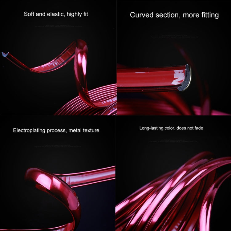 W12 8m/roll Car Universal Reflective Wheel Electroplating Decorative Strip, 1roll Electroplating Red, 1roll Electroplating Blue, 1roll Electroplating Gold, 1roll Electroplating Silver, 1roll Electroplating Purple
