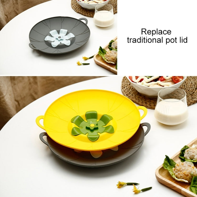 Silicone Flower Spill-proof Pot Lid Rotatable Pot Lid Kitchen Gadget, Size:, 23cm Yellow, 23cm Gray, 29cm Yellow, 29cm Gray