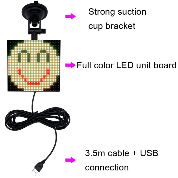 P4-32x32 RGB Full Color Emoticon Picture LED Car Display Wireless Transmission Wifi Custom, P4-32x32 RGB USB