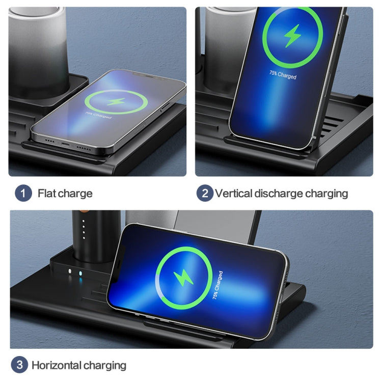 X5 15W Wireless Charging Folding Desk Lamp Phone Stand with Pen Holder, X5 White