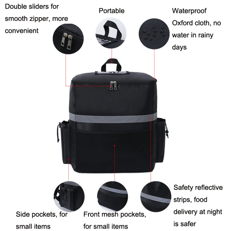 RH848 Takeaway Box Shoulder Insulation Delivery Box Rider Errand Delivery Backpack, Takeaway Box(Black)