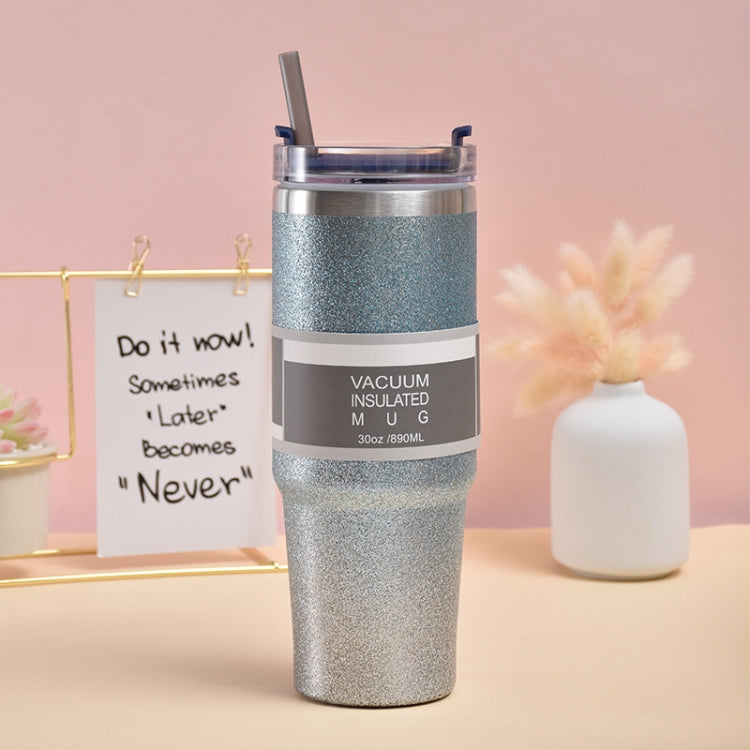 Glitter Insulation Coffee Cup Double Layer Ice Cup Stainless Steel Car Cup With Straw, 20oz, 30oz