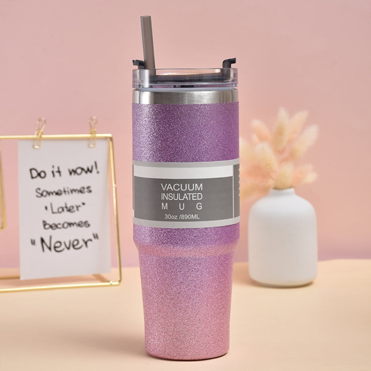 Glitter Insulation Coffee Cup Double Layer Ice Cup Stainless Steel Car Cup With Straw, 20oz, 30oz