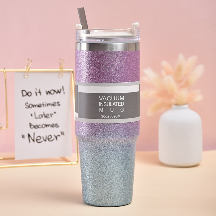 Glitter Insulation Coffee Cup Double Layer Ice Cup Stainless Steel Car Cup With Straw, 20oz, 30oz