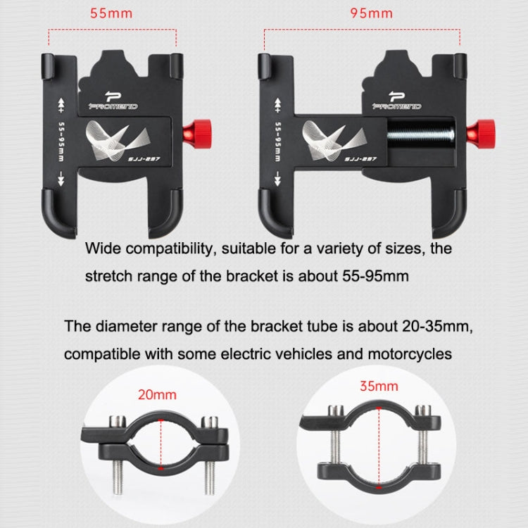 PROMEND SJJ-297 Aluminum Alloy Rotation Adjustable Bicycle Mobile Phone Bracket