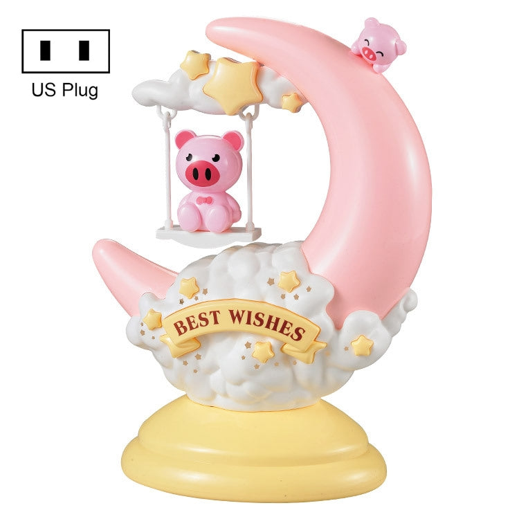 GOELONG Cartoon Moon Table Lamp Children Room Animal Night Light, Plug:, US Plug, EU Plug