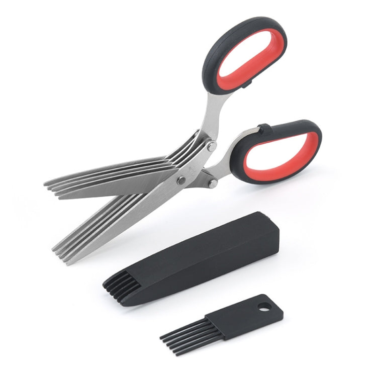 Five-Layer Vegetable Scissors Office Shredding Stainless Steel Scissors, Green White, Black Red, Green Gray, Blue Gray